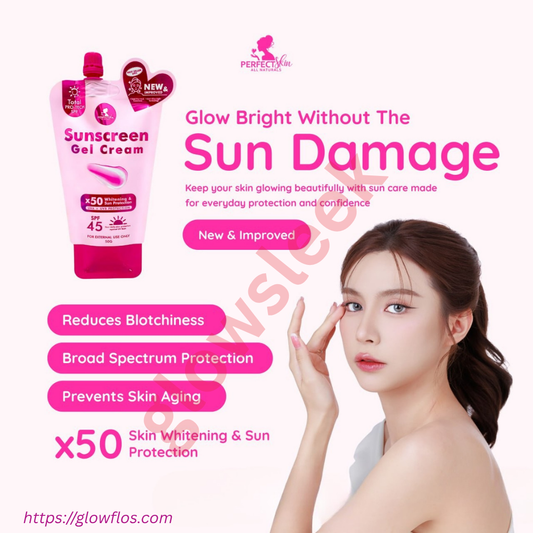 Authentic Perfect Skin Sunscreen Gel Cream SPF 50 Broad Spectrum Facial Sunblock for UVA UVB Protection Weightless Hydration Non Greasy Oil Control and Invisible Glass Skin Finish