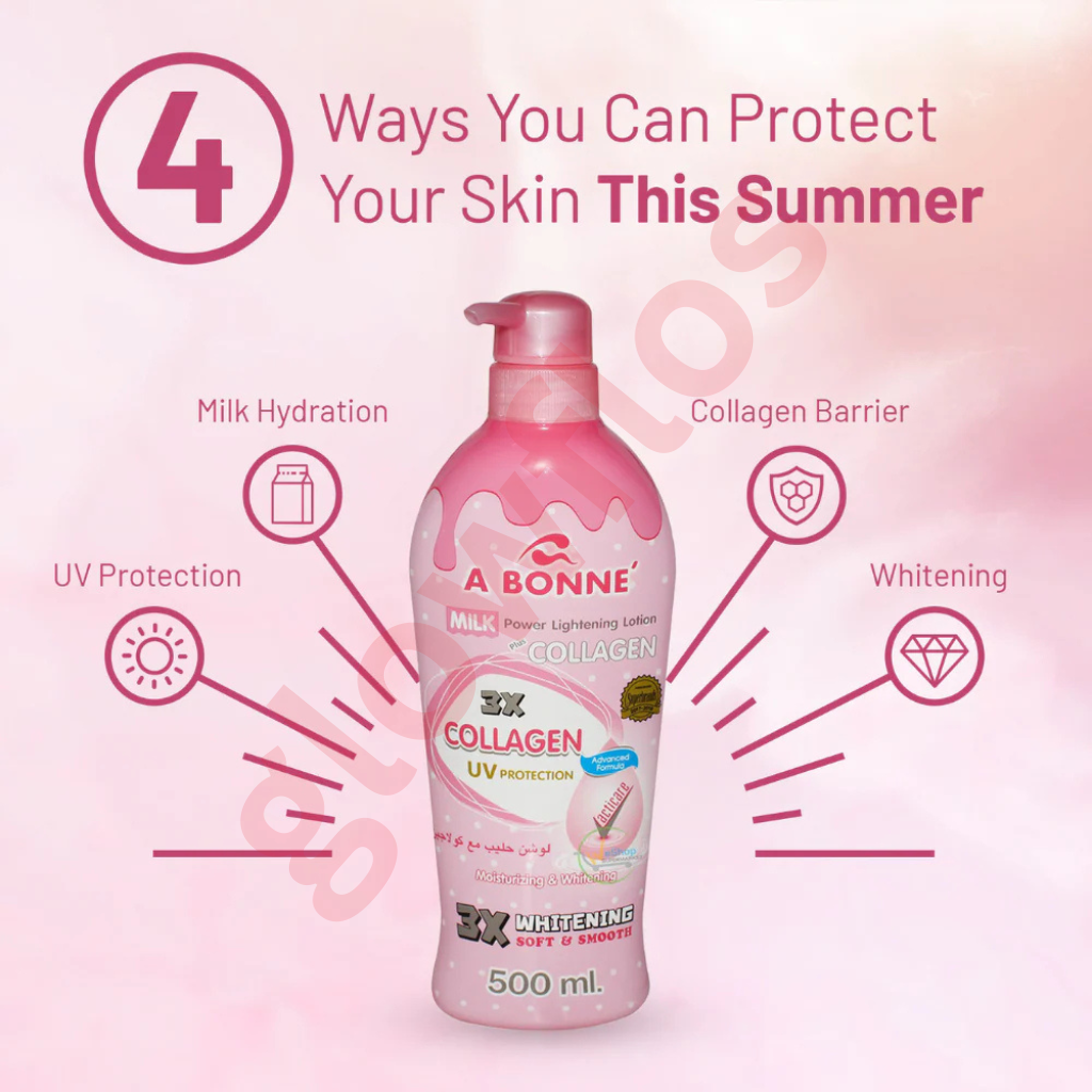 Silky smooth white milk lotion texture of A BONNE Collagen lotion being applied to skin
