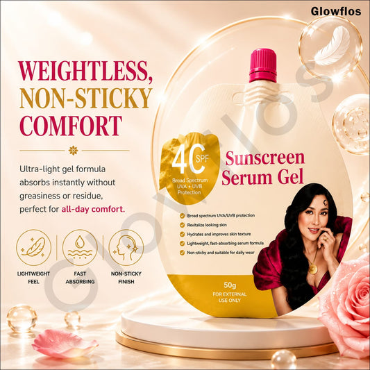 Lightweight clear serum gel texture of Hami-San sunscreen being blended effortlessly on skin