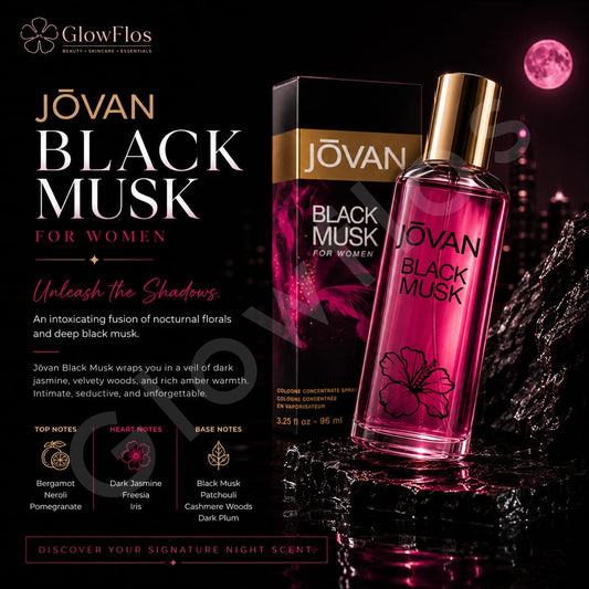 Women applying Jovan Black Musk perfume to pulse points