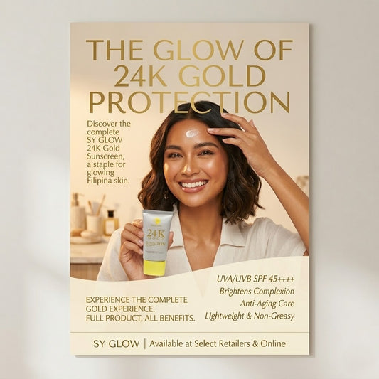 Sy Glow 24K Gold Sunscreen for UV protection and glowing radiant skin