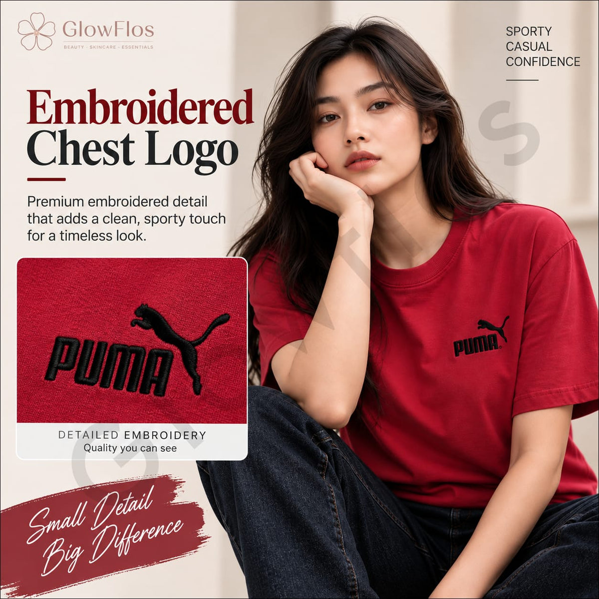 Puma Embroidered Chest Logo Athletic T-Shirt