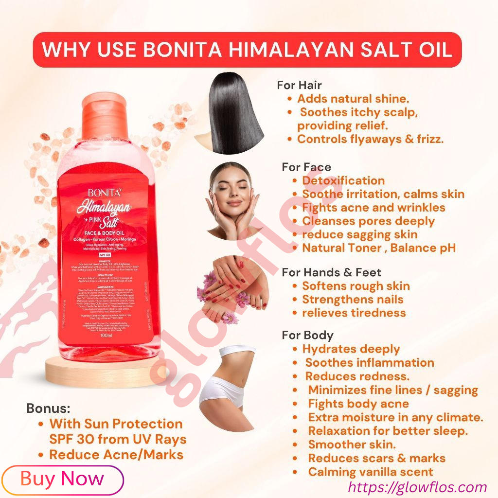 Bonita Himalayan Pink Salt Oil for smooth, hydrated, and glowing skin