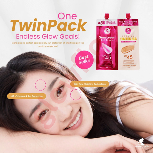 Authentic Perfect Skin Sunscreen Gel Cream and Premium Tinted Sunscreen Gel Cream Twin Pack Broad Spectrum Facial Sunblock Duo with Invisible Shield and Universal Skin Blurring Tint for Zero White Cast Flawless Coverage and Glass Skin