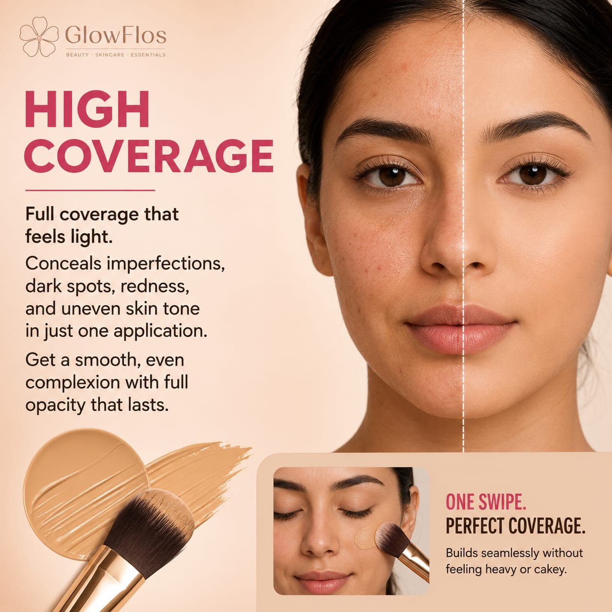 Essence I Love Flawless Skin Foundation pump bottle in a neutral shade with long wear SPF 20 label.