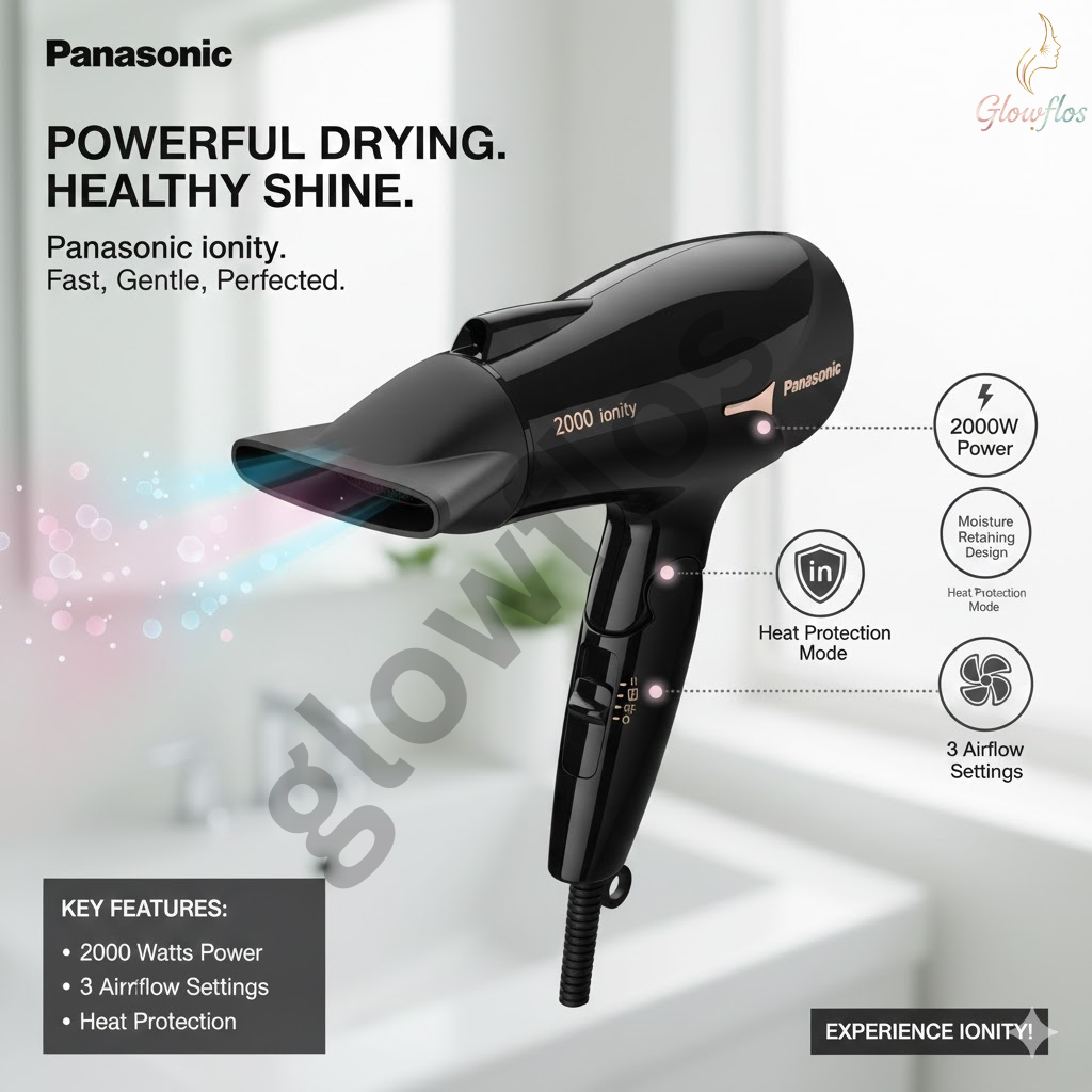 “Panasonic Hair Dryer EH-NE66 – powerful quick-dry hair dryer with Ionity and 2000W airflow.”