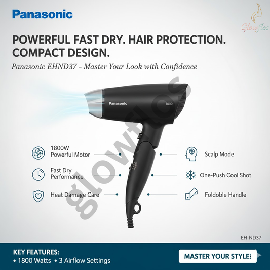 "Panasonic Hair Dryer EH-ND37 1800W powerful fast-drying hair dryer with heat protection"