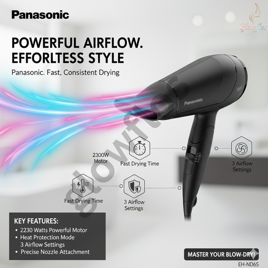 "Panasonic Hair Dryer EH-ND65 professional fast-drying hair dryer with heat protection"