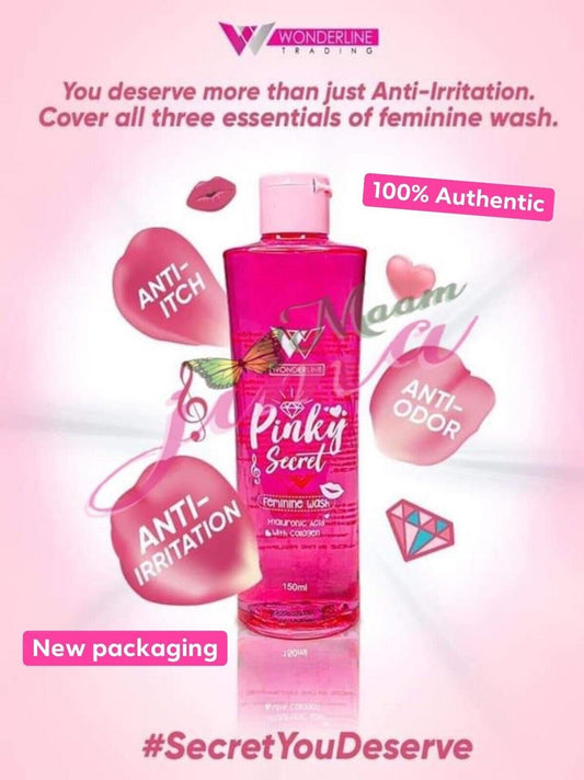 Authentic Pinky Secret Feminine Wash Intimate Cleanser with Rose Water and Lactic Acid for All Day Freshness Antibacterial Protection pH Balance and Tightening Care