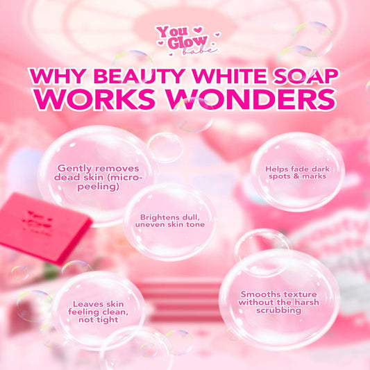 Authentic You Glow Babe Beauty White Soap Glutathione Kojic Acid and Alpha Arbutin Cleansing Bar for High Potency Full Body Whitening Acne Treatment Dark Spot Correction and Radiant Glass Skin
