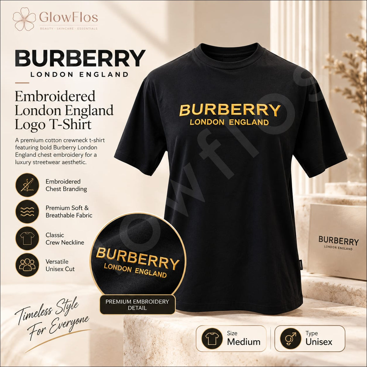 Burberry London England Embroidered Logo T-Shirt
