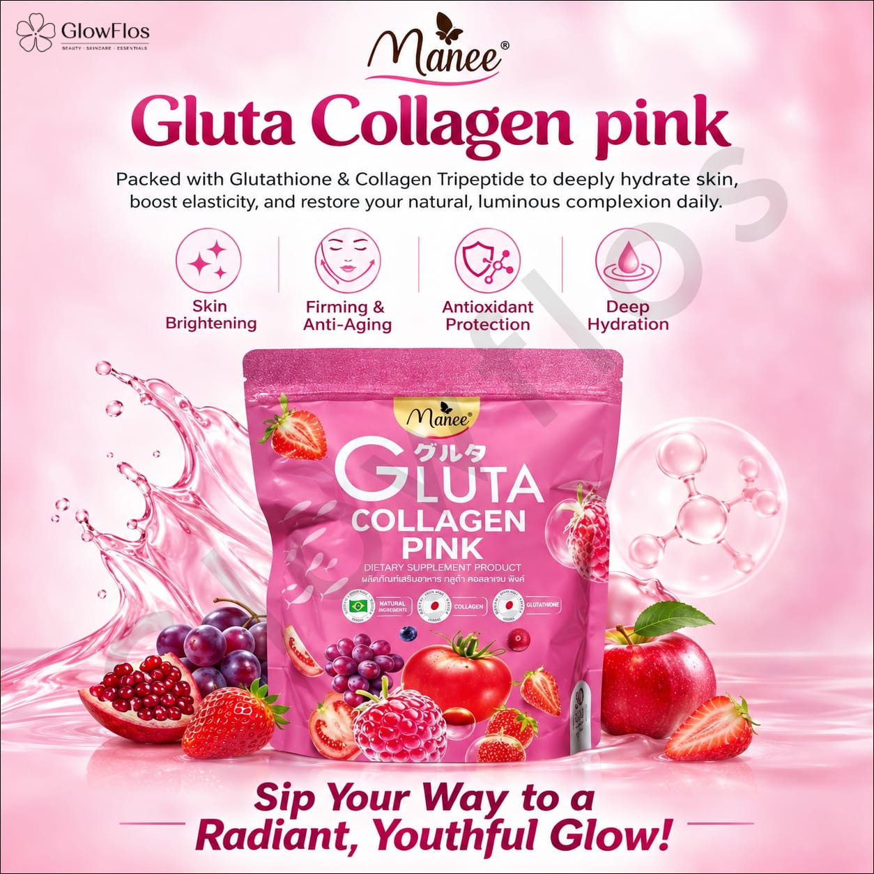 Manee Gluta Collagen Pink individual daily beauty drink sachets
