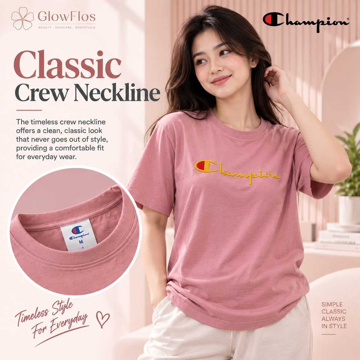 Champion Classic Script Logo Casual T-Shirt