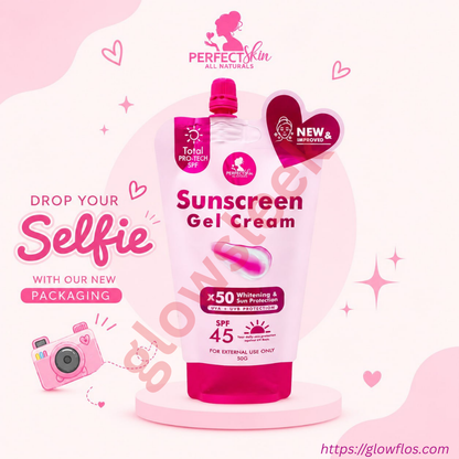 Authentic Perfect Skin Sunscreen Gel Cream SPF 50 Broad Spectrum Facial Sunblock for UVA UVB Protection Weightless Hydration Non Greasy Oil Control and Invisible Glass Skin Finish