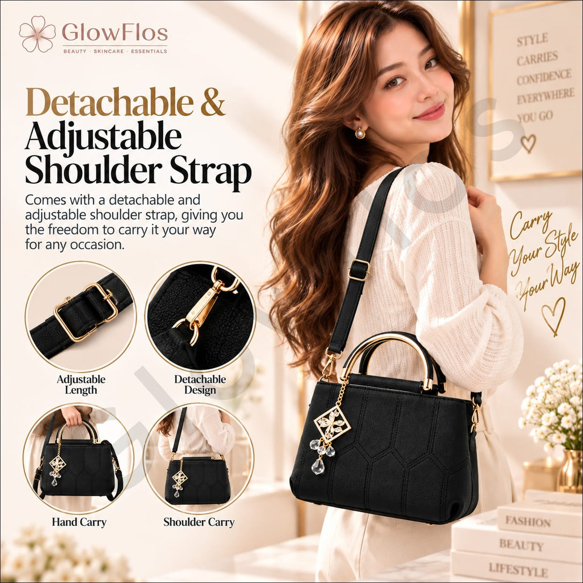 Elegance Metal-Handle Geometric Handbag