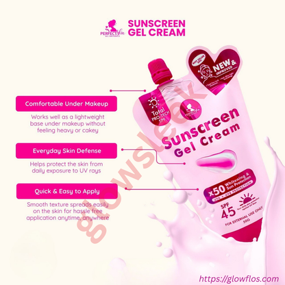 Authentic Perfect Skin Sunscreen Gel Cream SPF 50 Broad Spectrum Facial Sunblock for UVA UVB Protection Weightless Hydration Non Greasy Oil Control and Invisible Glass Skin Finish