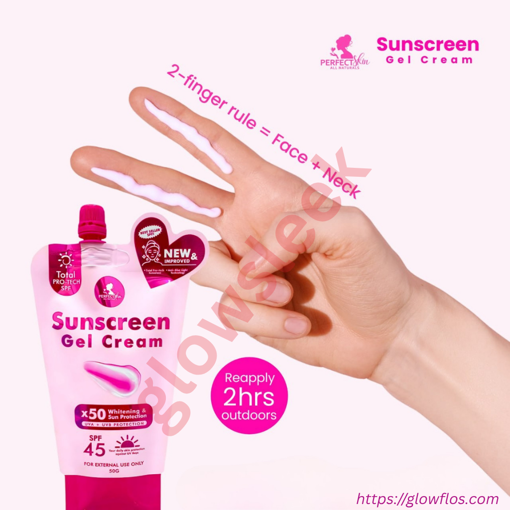 Authentic Perfect Skin Sunscreen Gel Cream SPF 50 Broad Spectrum Facial Sunblock for UVA UVB Protection Weightless Hydration Non Greasy Oil Control and Invisible Glass Skin Finish