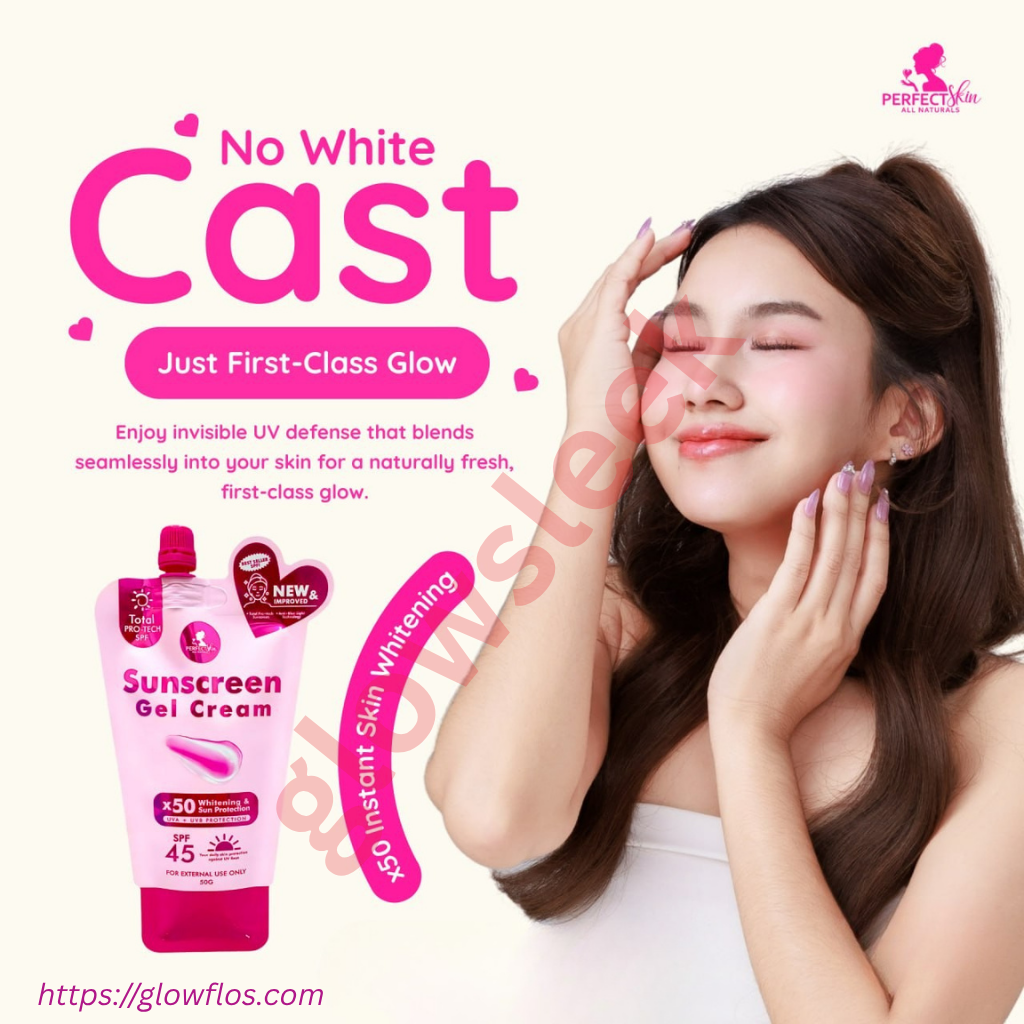 Authentic Perfect Skin Sunscreen Gel Cream SPF 50 Broad Spectrum Facial Sunblock for UVA UVB Protection Weightless Hydration Non Greasy Oil Control and Invisible Glass Skin Finish