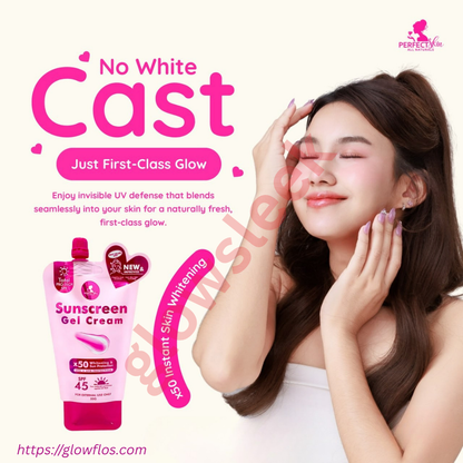Authentic Perfect Skin Sunscreen Gel Cream SPF 50 Broad Spectrum Facial Sunblock for UVA UVB Protection Weightless Hydration Non Greasy Oil Control and Invisible Glass Skin Finish