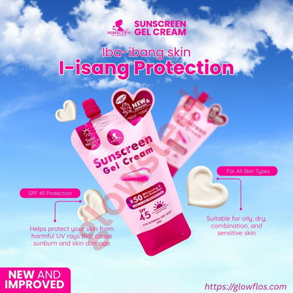 Authentic Perfect Skin Sunscreen Gel Cream SPF 50 Broad Spectrum Facial Sunblock for UVA UVB Protection Weightless Hydration Non Greasy Oil Control and Invisible Glass Skin Finish