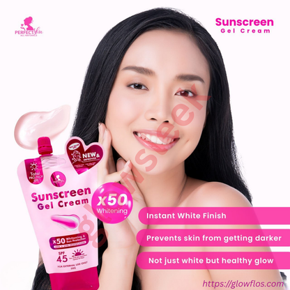 Authentic Perfect Skin Sunscreen Gel Cream SPF 50 Broad Spectrum Facial Sunblock for UVA UVB Protection Weightless Hydration Non Greasy Oil Control and Invisible Glass Skin Finish