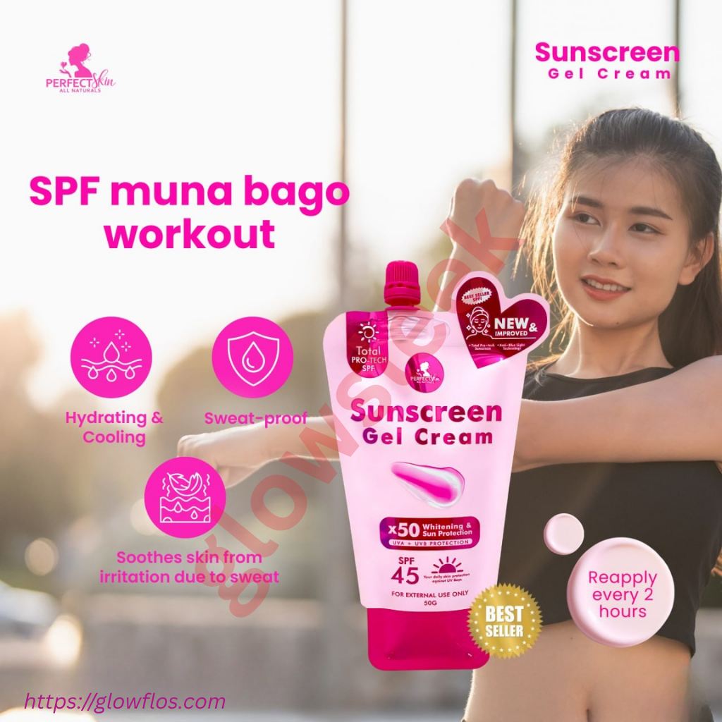 Authentic Perfect Skin Sunscreen Gel Cream SPF 50 Broad Spectrum Facial Sunblock for UVA UVB Protection Weightless Hydration Non Greasy Oil Control and Invisible Glass Skin Finish