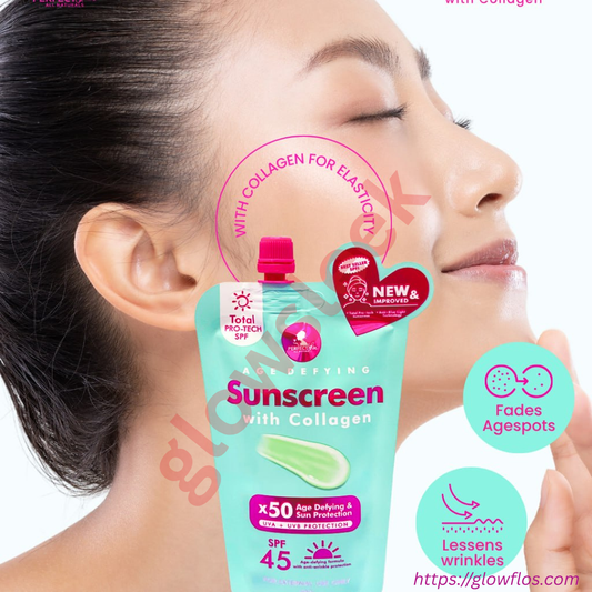 Authentic Perfect Skin Sunscreen With Collagen SPF 50 Broad Spectrum Facial Sunblock for Anti Aging Skin Tightening Fine Line Plumping and Zero White Cast Radiant Glass Skin Finish