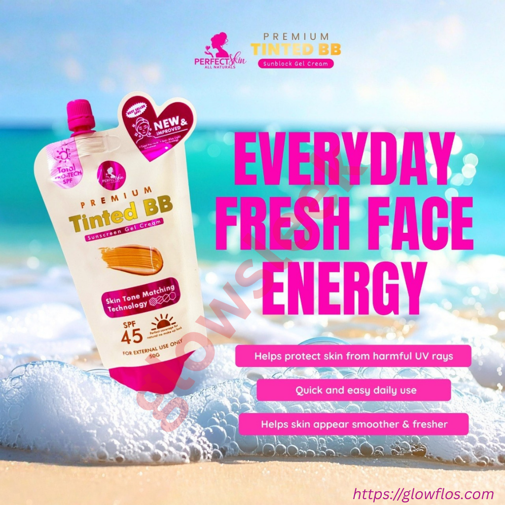 Authentic Perfect Skin Premium Tinted Sunscreen Gel Cream Broad Spectrum Facial Sunblock with Universal Skin Blurring Tint and Oil Control for Zero White Cast Flawless Sheer Coverage and Glass Skin