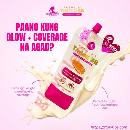 Authentic Perfect Skin Premium Tinted Sunscreen Gel Cream Broad Spectrum Facial Sunblock with Universal Skin Blurring Tint and Oil Control for Zero White Cast Flawless Sheer Coverage and Glass Skin