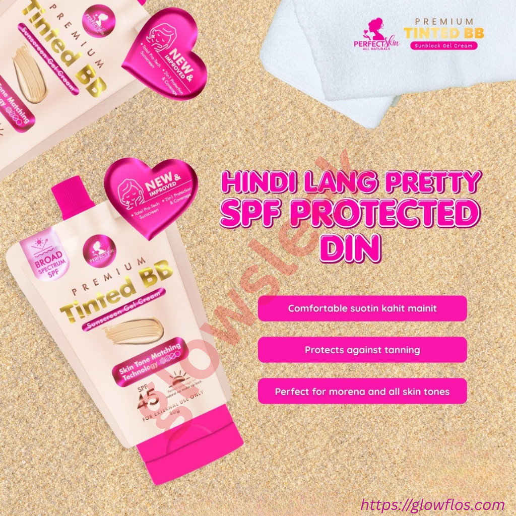 Authentic Perfect Skin Premium Tinted Sunscreen Gel Cream Broad Spectrum Facial Sunblock with Universal Skin Blurring Tint and Oil Control for Zero White Cast Flawless Sheer Coverage and Glass Skin