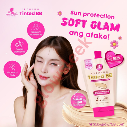 Authentic Perfect Skin Premium Tinted Sunscreen Gel Cream Broad Spectrum Facial Sunblock with Universal Skin Blurring Tint and Oil Control for Zero White Cast Flawless Sheer Coverage and Glass Skin