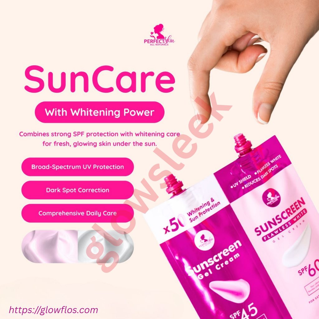 Authentic Perfect Skin Sunscreen Gel Cream and Flawless White Gel Cream Twin Pack Day and Night Skincare Duo for UV Protection Dark Spot Correction Overnight Whitening and Radiant Glass Skin