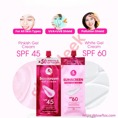 Authentic Perfect Skin Sunscreen Gel Cream and Flawless White Gel Cream Twin Pack Day and Night Skincare Duo for UV Protection Dark Spot Correction Overnight Whitening and Radiant Glass Skin