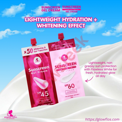 Authentic Perfect Skin Sunscreen Gel Cream and Flawless White Gel Cream Twin Pack Day and Night Skincare Duo for UV Protection Dark Spot Correction Overnight Whitening and Radiant Glass Skin