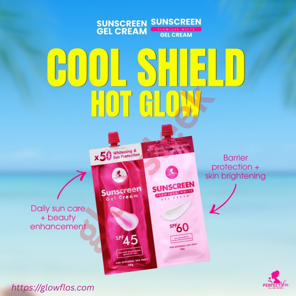 Authentic Perfect Skin Sunscreen Gel Cream and Flawless White Gel Cream Twin Pack Day and Night Skincare Duo for UV Protection Dark Spot Correction Overnight Whitening and Radiant Glass Skin
