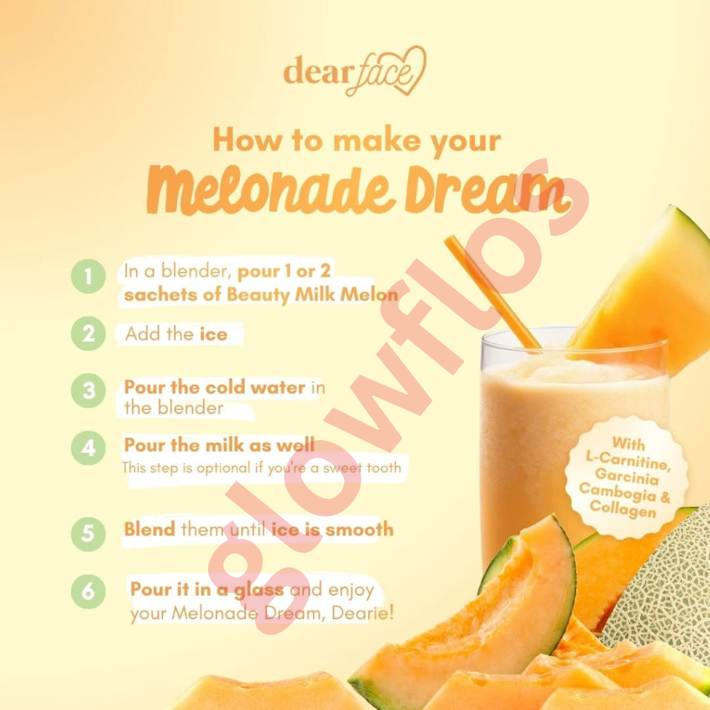Authentic Dear Face Beauty Milk Melon Hydrolyzed Marine Collagen Drink Powder with Liposomal Technology for Premium Anti Aging Skin Tightening Full Body Brightening and Deep Restful Sleep Glow