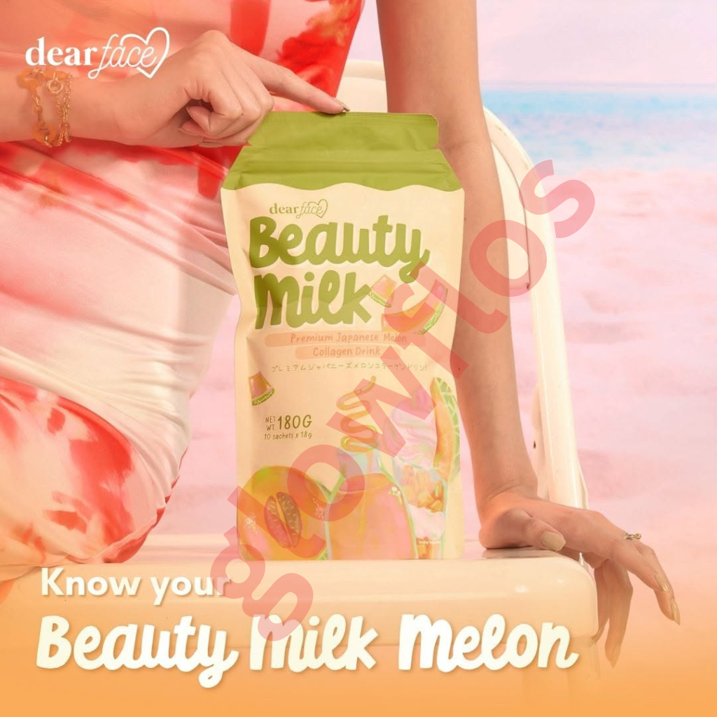 Authentic Dear Face Beauty Milk Melon Hydrolyzed Marine Collagen Drink Powder with Liposomal Technology for Premium Anti Aging Skin Tightening Full Body Brightening and Deep Restful Sleep Glow