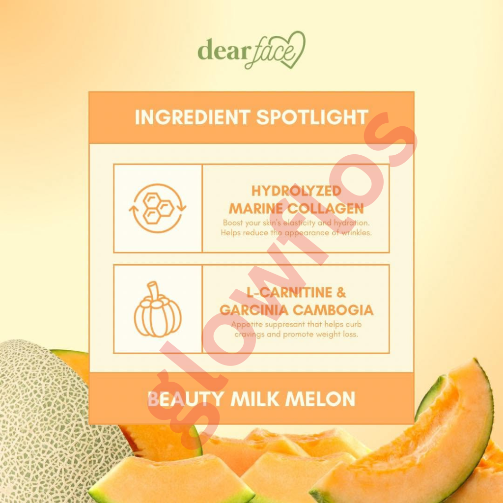 Authentic Dear Face Beauty Milk Melon Hydrolyzed Marine Collagen Drink Powder with Liposomal Technology for Premium Anti Aging Skin Tightening Full Body Brightening and Deep Restful Sleep Glow