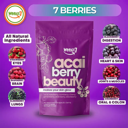 “Acai Berry Beauty detox drink powder for weight loss, skin glow, whitening, and slimming supplement.”