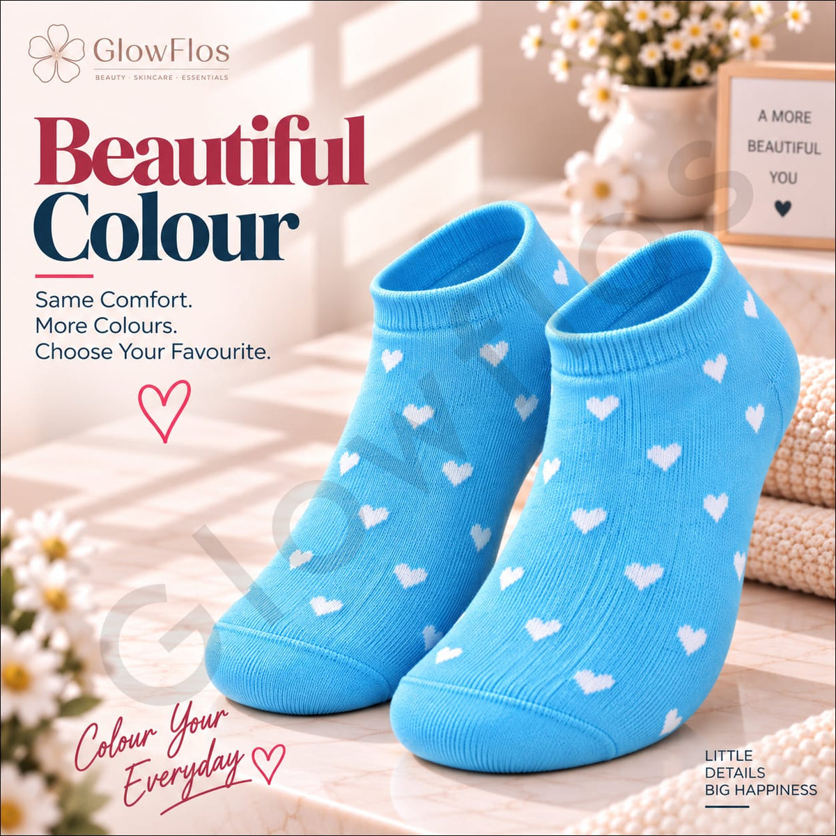 Luxe Heart Print Ankle Socks