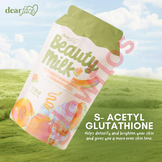 Authentic Dear Face Beauty Milk Melon Hydrolyzed Marine Collagen Drink Powder with Liposomal Technology for Premium Anti Aging Skin Tightening Full Body Brightening and Deep Restful Sleep Glow