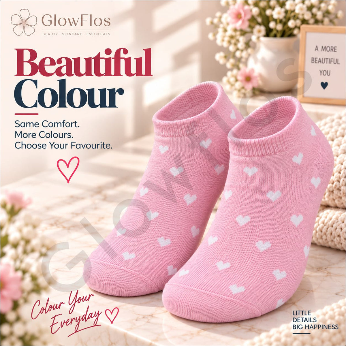 Luxe Heart Print Ankle Socks