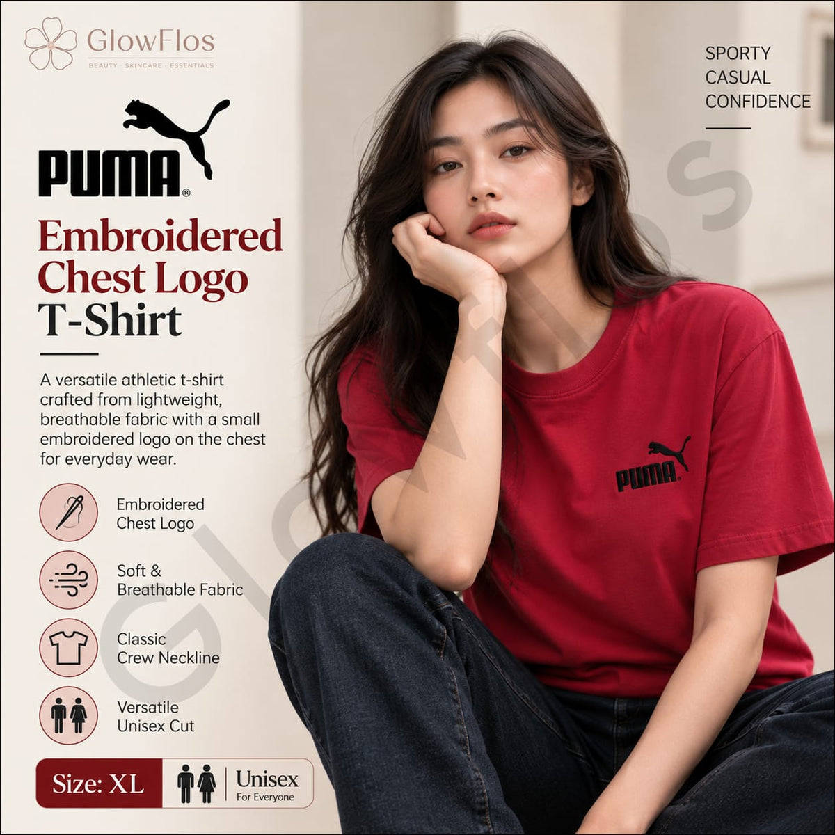 Puma Embroidered Chest Logo Athletic T-Shirt