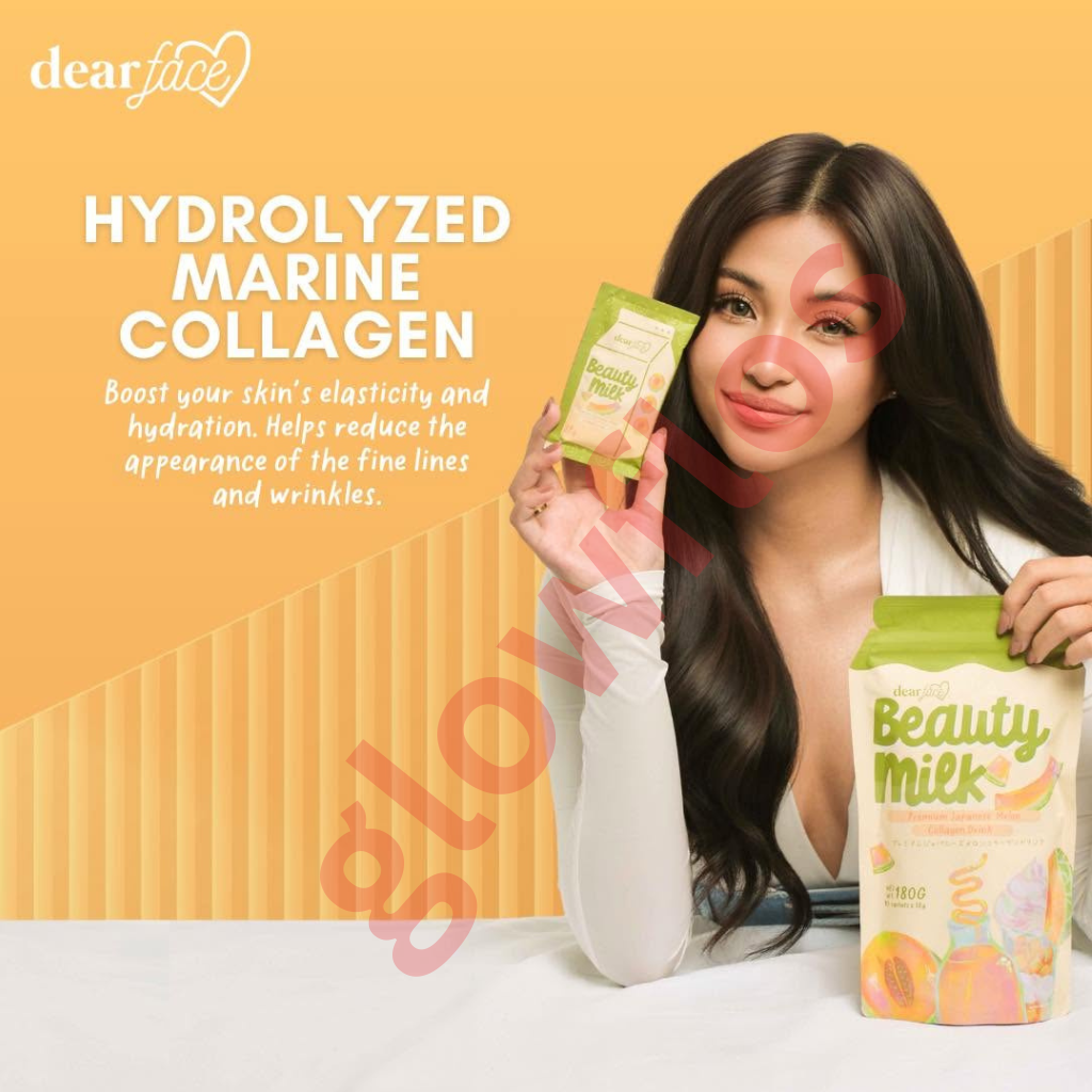 Authentic Dear Face Beauty Milk Melon Hydrolyzed Marine Collagen Drink Powder with Liposomal Technology for Premium Anti Aging Skin Tightening Full Body Brightening and Deep Restful Sleep Glow