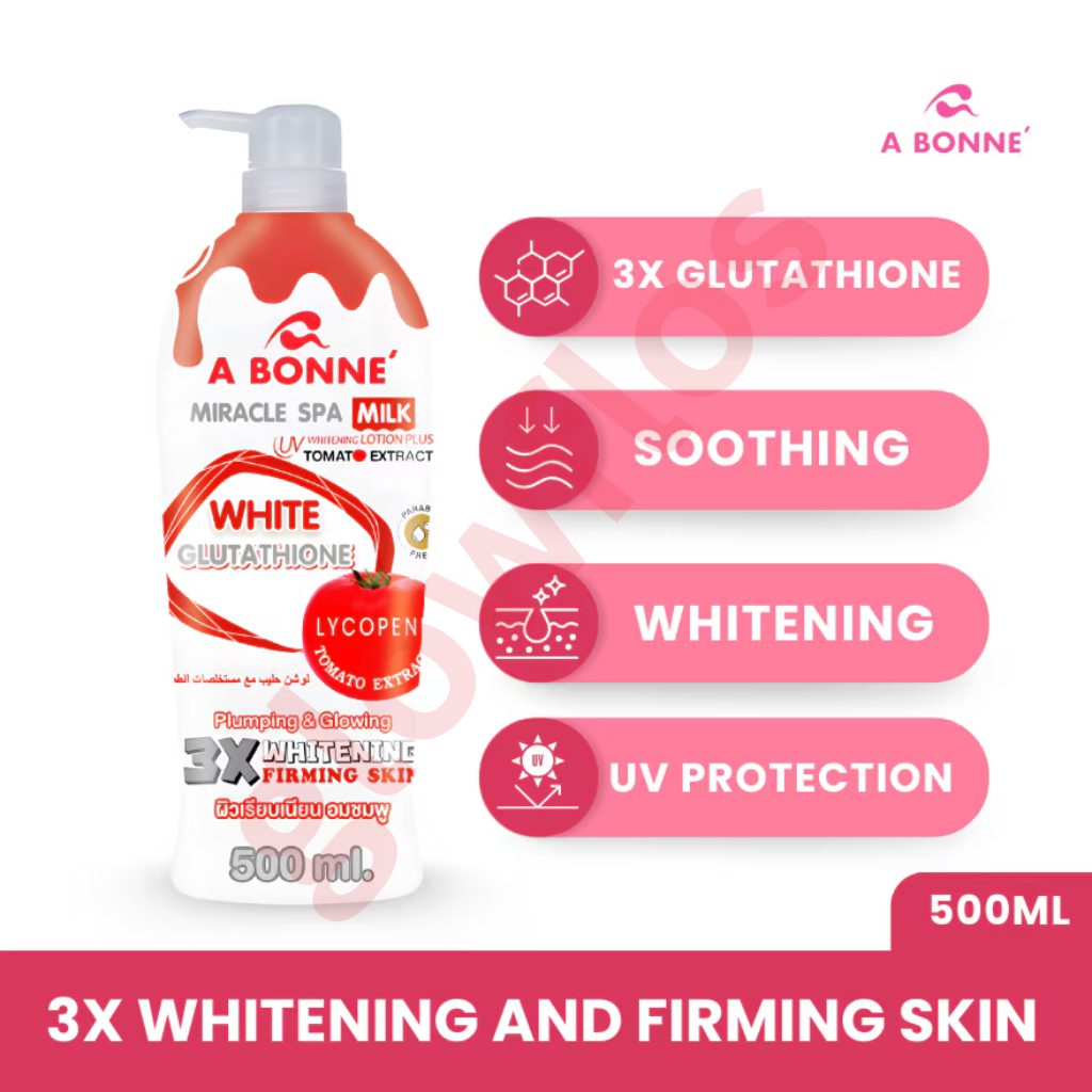 Silky smooth white milk lotion texture of A BONNE Tomato lotion being applied to skin