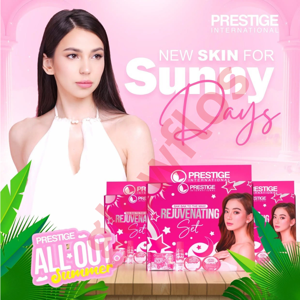 Authentic Prestige International Rejuvenating Facial Set 4-in-1 Skincare Kit with Kojic Soap Toner Night Cream and Sunscreen SPF 30 for Acne Treatment Dark Spots and Glass Skin