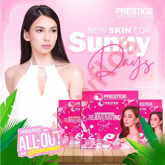 Authentic Prestige International Rejuvenating Facial Set 4-in-1 Skincare Kit with Kojic Soap Toner Night Cream and Sunscreen SPF 30 for Acne Treatment Dark Spots and Glass Skin