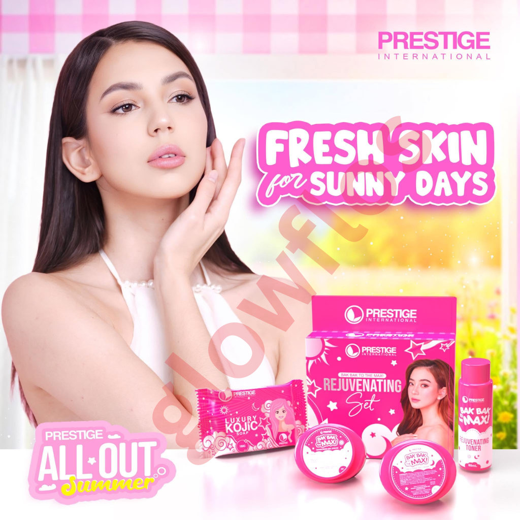 Authentic Prestige International Rejuvenating Facial Set 4-in-1 Skincare Kit with Kojic Soap Toner Night Cream and Sunscreen SPF 30 for Acne Treatment Dark Spots and Glass Skin