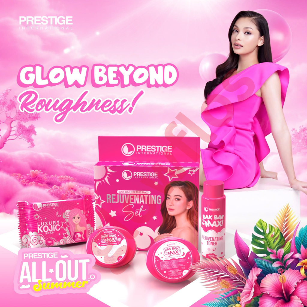 Authentic Prestige International Rejuvenating Facial Set 4-in-1 Skincare Kit with Kojic Soap Toner Night Cream and Sunscreen SPF 30 for Acne Treatment Dark Spots and Glass Skin