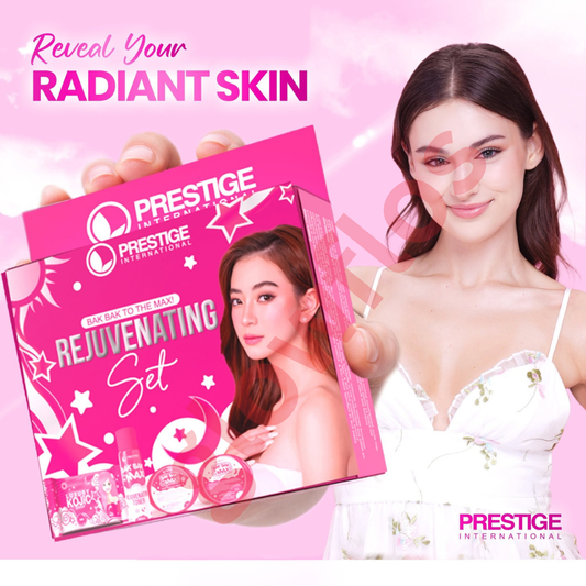 Authentic Prestige International Rejuvenating Facial Set 4-in-1 Skincare Kit with Kojic Soap Toner Night Cream and Sunscreen SPF 30 for Acne Treatment Dark Spots and Glass Skin
